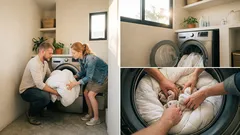 El ajuste sencillo para lavar el edredón en casa sin que la lavadora vibre